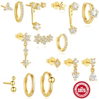 S925 Sterling Silver Diamond-Embedded Exquisite Six-Pointed Star Love Heart Stud Earrings Earrings Cross-Border Hot Selling XINGX Special-Interest Earrings Suit Women main image 4