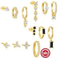 S925 Sterling Silver Inlaid Star Geometric Pendant Earrings Earring Set Best Seller In Europe And America Diamond Flower Stud Earrings main image 5