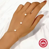 S925 Sterling Silver White Pearl Bracelet Best Seller In Europe And America Light Luxury Temperament All-Match Mitten-Type Bracelet Multi-Layer Twin Bracelet main image 1