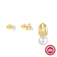 S925 Sterling Silver Classic Pearl Petal Zircon All-Match Suit Earrings Earrings Europe And America Cross Border Hot Sale Stud Earrings sku image 1