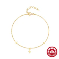 S925 Sterling Silver Glossy Octagonal Star Twin Outdoor Beach Anklet Female Best Seller In Europe And America Temperament Summer Anklet Accessories sku image 1