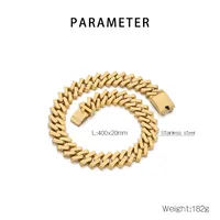 European And American Elegant Hip Hop Stainless Steel 20mm Diamond Cuban Link Chain Necklace Unisex main image 3