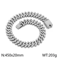 European And American Elegant Hip Hop Stainless Steel 20mm Diamond Cuban Link Chain Necklace Unisex sku image 9