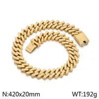 European And American Elegant Hip Hop Stainless Steel 20mm Diamond Cuban Link Chain Necklace Unisex sku image 11