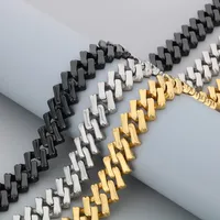 European And American Elegant Hip Hop Stainless Steel 20mm Diamond Cuban Link Chain Necklace Unisex main image 4
