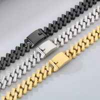European And American Elegant Hip Hop Stainless Steel 20mm Diamond Cuban Link Chain Necklace Unisex main image 1