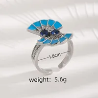 A High Quality European And American Cubic Zirconia New Chinese Fan Epoxy Full Rhinestone Zircon Niche Design Open Ring Gift For Ladies main image 2