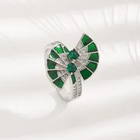 A High Quality European And American Cubic Zirconia New Chinese Fan Epoxy Full Rhinestone Zircon Niche Design Open Ring Gift For Ladies main image 4
