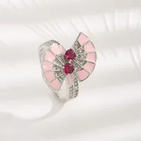A High Quality European And American Cubic Zirconia New Chinese Fan Epoxy Full Rhinestone Zircon Niche Design Open Ring Gift For Ladies sku image 5