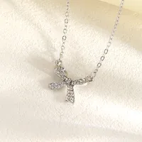 Simple Style Bow Knot Alloy Cable Chain Pendant Necklaces Wholesale main image 3