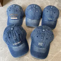 Korean-style Spring And Summer Denim Baseball Cap Women's Washable Old Letter Hat Men's Trendy  Sunscreen Cap main image 3