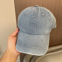 Korean-style Spring And Summer Denim Baseball Cap Women's Washable Old Letter Hat Men's Trendy  Sunscreen Cap sku image 5