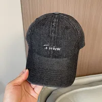 Korean-style Spring And Summer Denim Baseball Cap Women's Washable Old Letter Hat Men's Trendy  Sunscreen Cap sku image 11