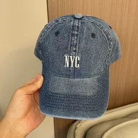 Korean-style Spring And Summer Denim Baseball Cap Women's Washable Old Letter Hat Men's Trendy  Sunscreen Cap sku image 6