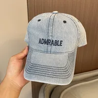 Korean-style Spring And Summer Denim Baseball Cap Women's Washable Old Letter Hat Men's Trendy  Sunscreen Cap sku image 2