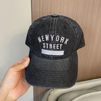 Korean-style Spring And Summer Denim Baseball Cap Women's Washable Old Letter Hat Men's Trendy  Sunscreen Cap sku image 8