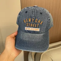 Korean-style Spring And Summer Denim Baseball Cap Women's Washable Old Letter Hat Men's Trendy  Sunscreen Cap sku image 9
