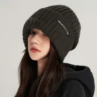 Heap Hat Autumn And Winter Knitted Hat Lengthened Hat Big Head Wool Hat Korean Style Cold-proof Warm-keeping Fashionable  Cold Hat main image 1