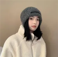 Heap Hat Autumn And Winter Knitted Hat Lengthened Hat Big Head Wool Hat Korean Style Cold-proof Warm-keeping Fashionable  Cold Hat sku image 2