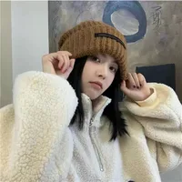 Heap Hat Autumn And Winter Knitted Hat Lengthened Hat Big Head Wool Hat Korean Style Cold-proof Warm-keeping Fashionable  Cold Hat sku image 3