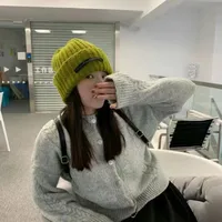 Heap Hat Autumn And Winter Knitted Hat Lengthened Hat Big Head Wool Hat Korean Style Cold-proof Warm-keeping Fashionable  Cold Hat sku image 4