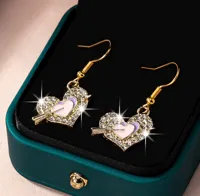Heart-Shaped Zinc Alloy Drip Glazed Glass Eardrops main image 3