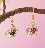 Heart-Shaped Zinc Alloy Drip Glazed Glass Eardrops main image 4