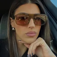 Large Square Frame Single Beam Sunglasses Street Style Fashion Personality High-End Sense Travel Sun Protection Glasses main image 4
