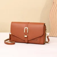 New Style Mobile Phone Bag Women's Fashionable Shoulder Crossbody Small Bag Cover Magnetic Buckle Multi-Layer Advanced Texture Mini Mobile Phone Bag sku image 3