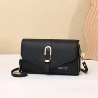 New Style Mobile Phone Bag Women's Fashionable Shoulder Crossbody Small Bag Cover Magnetic Buckle Multi-Layer Advanced Texture Mini Mobile Phone Bag sku image 1