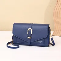 New Style Mobile Phone Bag Women's Fashionable Shoulder Crossbody Small Bag Cover Magnetic Buckle Multi-Layer Advanced Texture Mini Mobile Phone Bag sku image 4