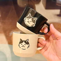 Vintage Stoneware Mug Underglaze Hand Painted Kitten Ceramic Cup Office Coffee Cup Household Water Cup Hand Gift main image 1