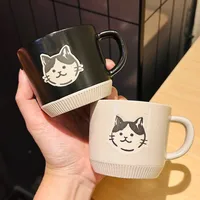 Vintage Stoneware Mug Underglaze Hand Painted Kitten Ceramic Cup Office Coffee Cup Household Water Cup Hand Gift main image 2