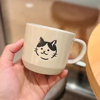Vintage Stoneware Mug Underglaze Hand Painted Kitten Ceramic Cup Office Coffee Cup Household Water Cup Hand Gift main image 3