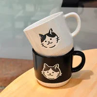 Vintage Stoneware Mug Underglaze Hand Painted Kitten Ceramic Cup Office Coffee Cup Household Water Cup Hand Gift main image 4