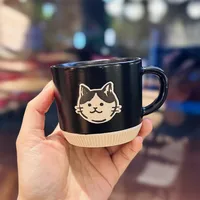 Vintage Stoneware Mug Underglaze Hand Painted Kitten Ceramic Cup Office Coffee Cup Household Water Cup Hand Gift sku image 1