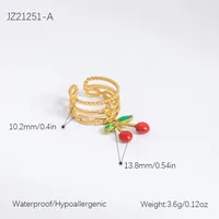 Elegant Modern Style Cherry Shell 304 Stainless Steel Plating 18K Gold Plated Women's Charm Rings Open Rings Rings sku image 39
