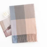 Women's Elegant Plaid Imitation Cashmere Tassel Scarf sku image 2