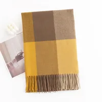 Women's Elegant Plaid Imitation Cashmere Tassel Scarf sku image 3