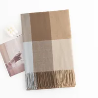 Women's Elegant Plaid Imitation Cashmere Tassel Scarf sku image 4