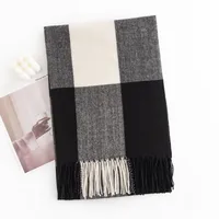 Women's Elegant Plaid Imitation Cashmere Tassel Scarf sku image 5
