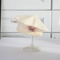 Women's Elegant Lady Solid Color Flower Beret Hat sku image 13