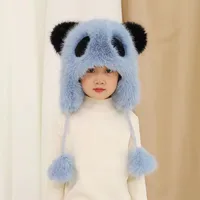 New Children's Hat Winter Fleece-lined Warm Lei Feng Hat Parent-child Outdoor Children's Cute Panda Plush Ear Protection main image 3