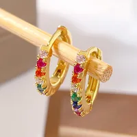 Foxi Cross-Border Sold Jewelry Mexican Circle Plated 18K Gold Earrings Inlaid Zircon Earrings Classic Simple Earrings main image 3