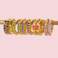 Foxi Cross-Border Sold Jewelry Mexican Circle Plated 18K Gold Earrings Inlaid Zircon Earrings Classic Simple Earrings main image 7
