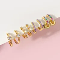Foxi Cross-Border Sold Jewelry Mexican Circle Plated 18K Gold Earrings Inlaid Zircon Earrings Classic Simple Earrings main image 8