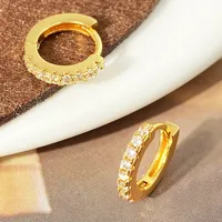 Foxi Cross-Border Sold Jewelry Mexican Circle Plated 18K Gold Earrings Inlaid Zircon Earrings Classic Simple Earrings main image 9
