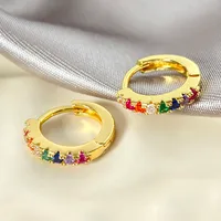 Foxi Cross-Border Sold Jewelry Mexican Circle Plated 18K Gold Earrings Inlaid Zircon Earrings Classic Simple Earrings main image 1