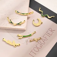 Best Seller In Europe And America Creative DIY Ornament Accessories Furnace Vacuum Plating Colorful Oil Necklace Micro-Inlaid Glass Rhinestone Geometric Pattern Moon Leaves Bamboo Joint Antlers Bow Arc Connector main image 1