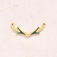 Best Seller In Europe And America Creative DIY Ornament Accessories Furnace Vacuum Plating Colorful Oil Necklace Micro-Inlaid Glass Rhinestone Geometric Pattern Moon Leaves Bamboo Joint Antlers Bow Arc Connector sku image 3